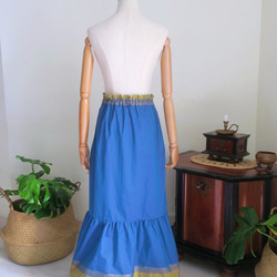 【インド/サリー】ティアードスカート＋バッグ・インド布・シンガポールから送料無料 14枚目の画像