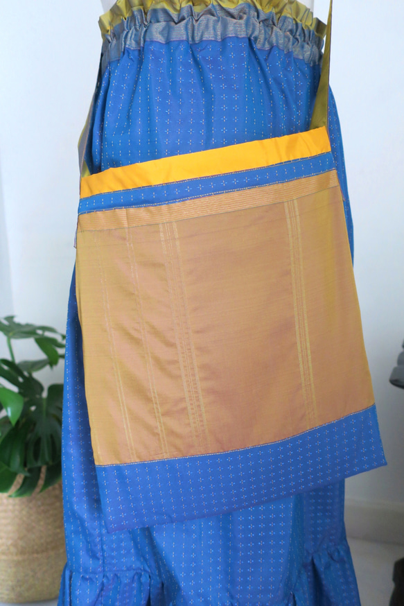 【インド/サリー】ティアードスカート＋バッグ・インド布・シンガポールから送料無料 11枚目の画像