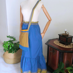 【インド/サリー】ティアードスカート＋バッグ・インド布・シンガポールから送料無料 8枚目の画像