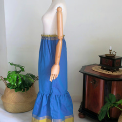 【インド/サリー】ティアードスカート＋バッグ・インド布・シンガポールから送料無料 13枚目の画像