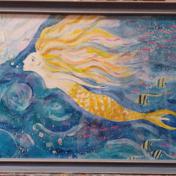 専用　手描きイラスト　真珠人魚　オリジナル　水彩画 Yahoo!オークション - 手描きイラスト オリジナル水彩画 人魚