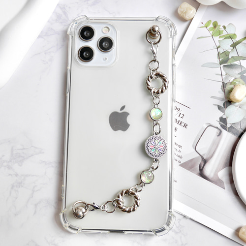 キーリングハンガー スマホケース iPhoneケース ストラップ 全機種 スマホチェーン シルバー 花 iPhoneケース・カバー kurage  fuwari 通販｜Creema(クリーマ) 15810278