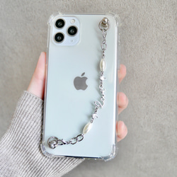 love キーリングハンガー　スマホケース　iPhoneケース　ストラップ　全機種　スマホチェーン　シルバー　ラブ 1枚目の画像