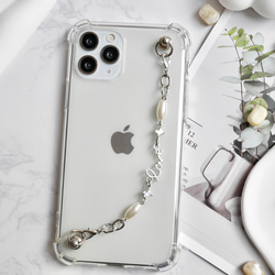 love キーリングハンガー　スマホケース　iPhoneケース　ストラップ　全機種　スマホチェーン　シルバー　ラブ 4枚目の画像