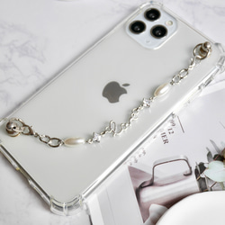 love キーリングハンガー　スマホケース　iPhoneケース　ストラップ　全機種　スマホチェーン　シルバー　ラブ 2枚目の画像