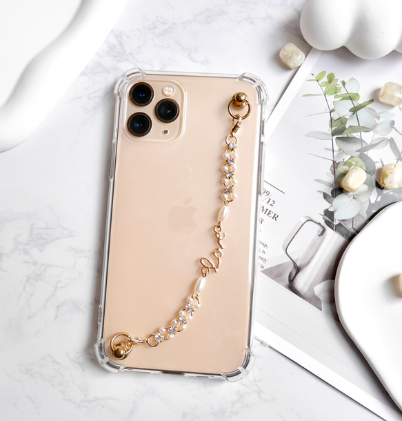 love キーリングハンガー　スマホケース　iPhoneケース　ストラップ　全機種　スマホチェーン　シルバー　ラブ 4枚目の画像