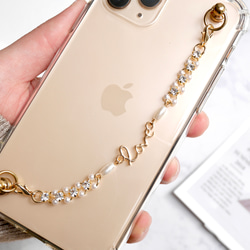 love キーリングハンガー　スマホケース　iPhoneケース　ストラップ　全機種　スマホチェーン　シルバー　ラブ 3枚目の画像