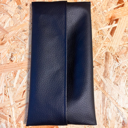 〈3度目の再販〉レザー製ティッシュカバー　"シボ大きめブラック"  ティッシュケース 2枚目の画像