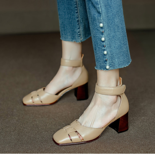 極美品】カンペール (24.5) サンダル ストラップ ヒール 本革