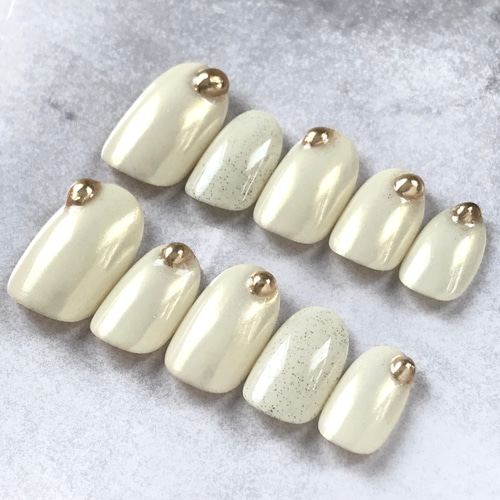 アイボリーオーロラゴールドニュアンスネイル シェル ミラー 韓国 ちゅ