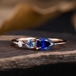 ユニークな9月の誕生石ブルーサファイアリング6月の誕生石