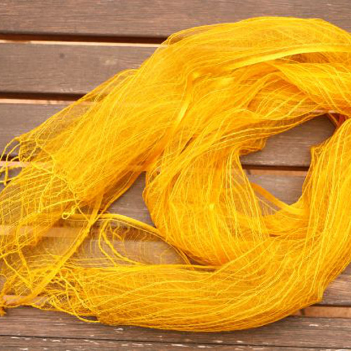 ビビットイエロー 草木染のシルク100％スト－ル Marigold Organdy