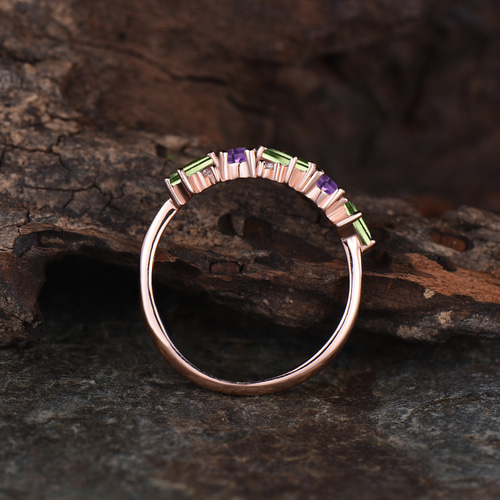 可愛いハートのペリドットリング 14K 約12号〜13号 誕生石ジュエリー 8月誕生石 天然ペリドット 結婚指輪 2月誕生石 天然アメジスト