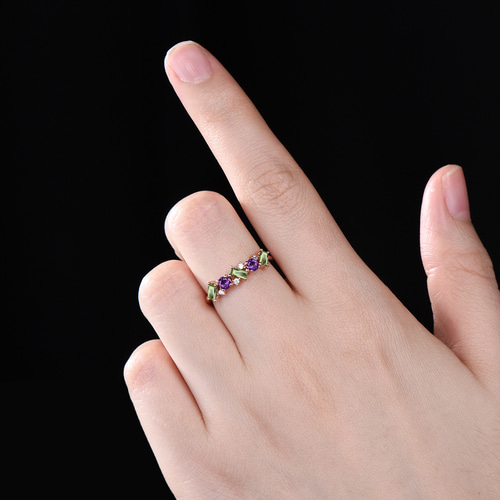 8月誕生石 天然ペリドット 結婚指輪 2月誕生石 天然アメジスト リング