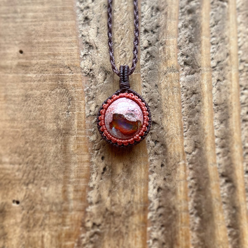 カンテラオパールのプチマクラメネックレス(オレンジ) ネックレス