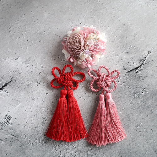 ふんわり可愛い七五三髪飾り❁ミスティーピンク❁ ヘアクリップ 髪飾り  