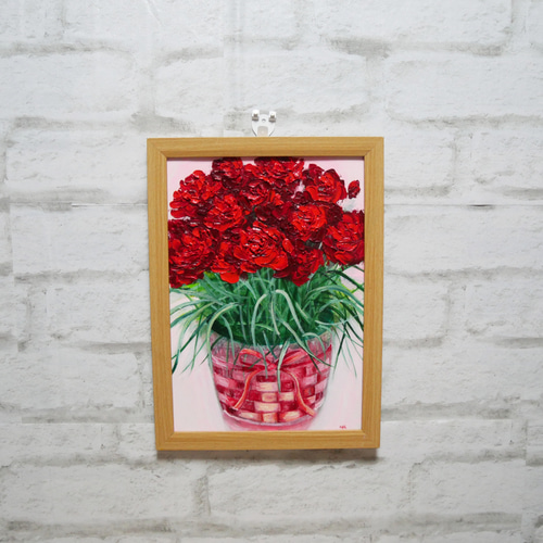 油絵 絵画【赤いカーネーション】 絵画 HR 通販｜Creema(クリーマ 