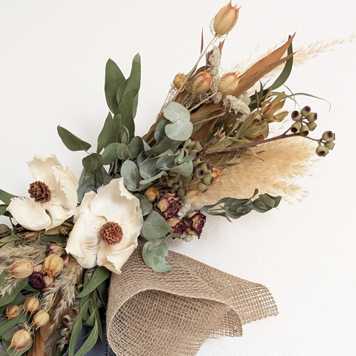 横長ドライフラワースワッグ “ナチュラル” スワッグ BLUEBIRD 通販