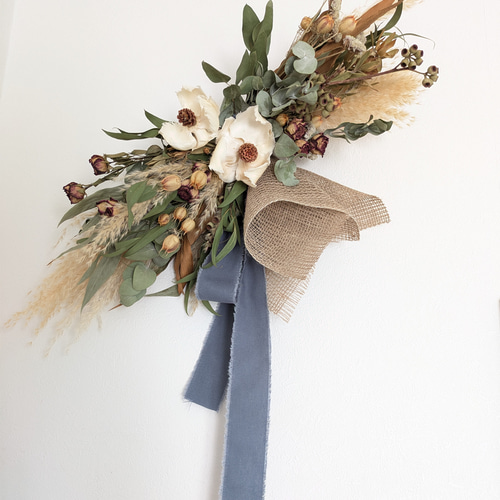 ◇スワッグ◇ナチュラルスワッグ◇ドライフラワー 横長ドライフラワースワッグ “ナチュラル” スワッグ BLUEBIRD 通販