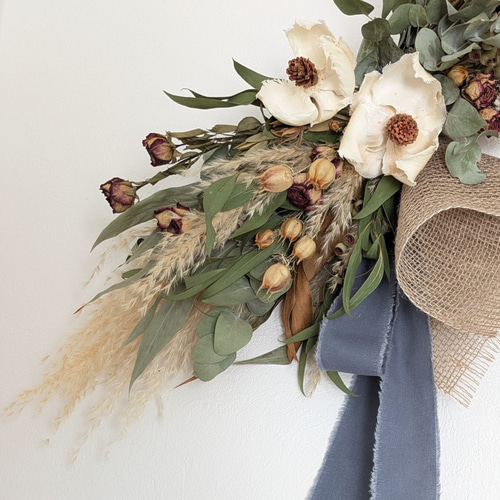 横長ドライフラワースワッグ “ナチュラル” スワッグ BLUEBIRD 通販