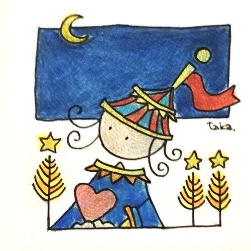 片思いのピエロの女の子 イラスト原画 イラスト takaakikaji