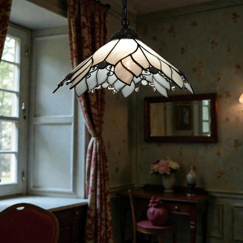 天使の羽の花ランプ ホワイトorブルー ステンドグラス 照明 ランプ