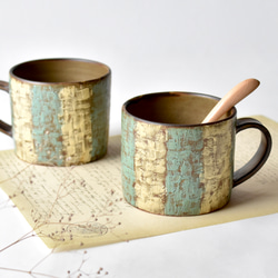 Painting mug〈stripes〉ペインティングマグカップ 021 2枚目の画像