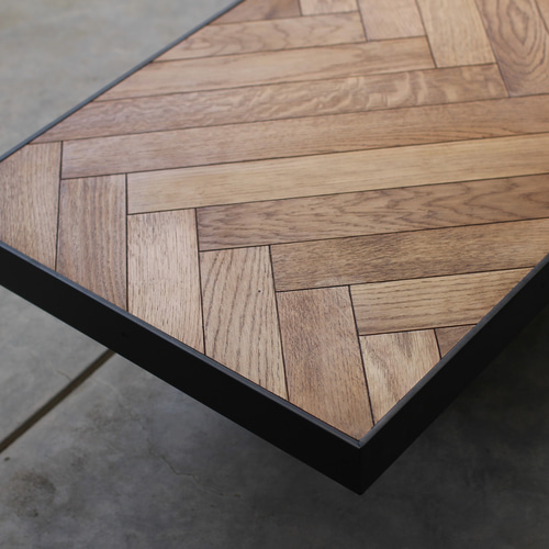 ヘリンボーンテーブル / アイアンフレーム ダイニングテーブル