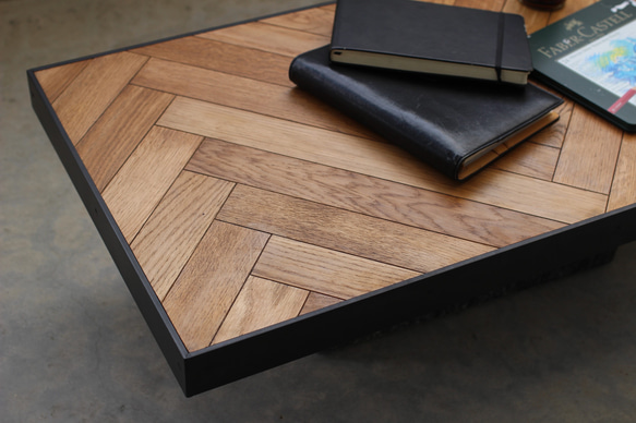 ヘリンボーンテーブル / アイアンフレーム ダイニングテーブル