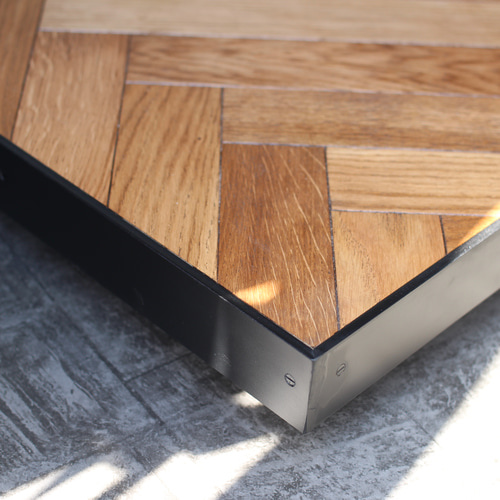 ヘリンボーンテーブル / アイアンフレーム ダイニングテーブル Re.old