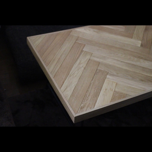 ヘリンボーンテーブル / 無垢材フレーム ダイニングテーブル Re.old