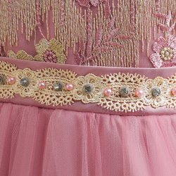 「プリンセスドレス、ピンク 子供の誕生日パーティーのピアノ演奏会のための演出衣装、司会者用女児礼服」 5枚目の画像