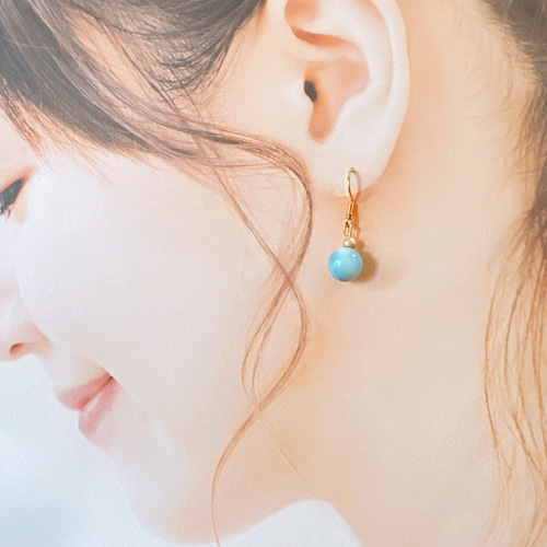 14KGF】カリブ海の宝石 ラリマー 天然石ピアス ピアス（フック