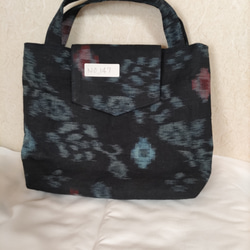 NO.147 着物リメイク 蓋付きトートバッグ（絣） トートバッグ maisan