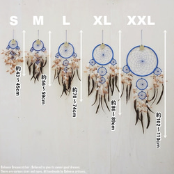 ドリームキャッチャー マクラメ Size L 幅16.5cm 長さ70~74cm 青 ブルー ボーホー ボヘミアン 北欧 11枚目の画像