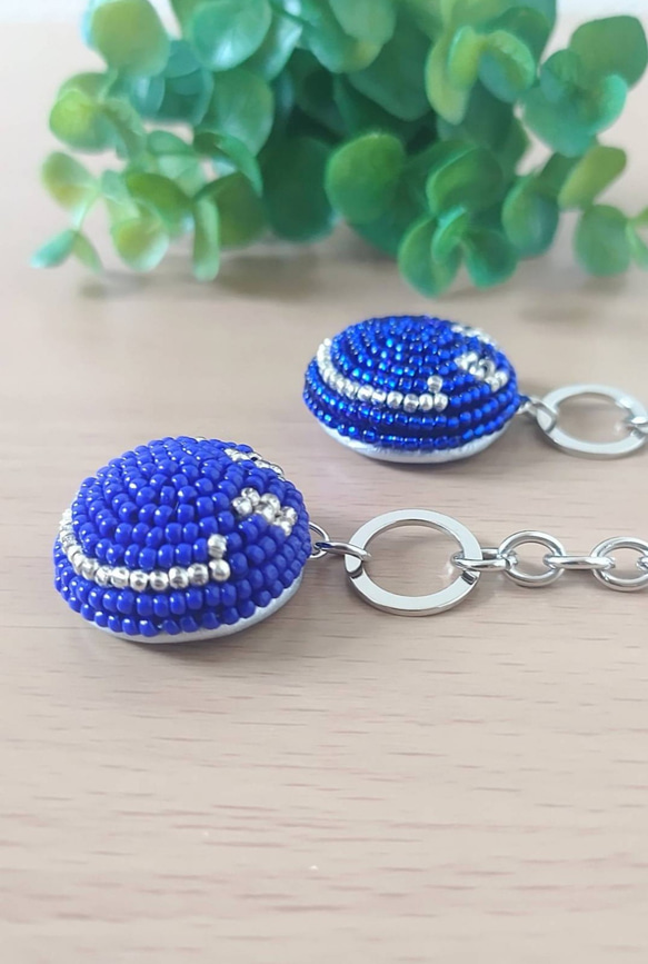 確認用 ニコちゃんスマイルキーホルダーハンドメイド（ブルー）