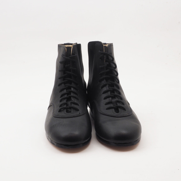 ＜受注生産＞mens race up boots（黒） /オールレザー/マッケイ製法 