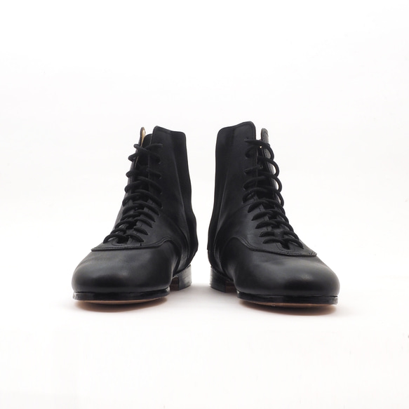 ＜受注生産＞mens race up boots（黒） /オールレザー/マッケイ製法 