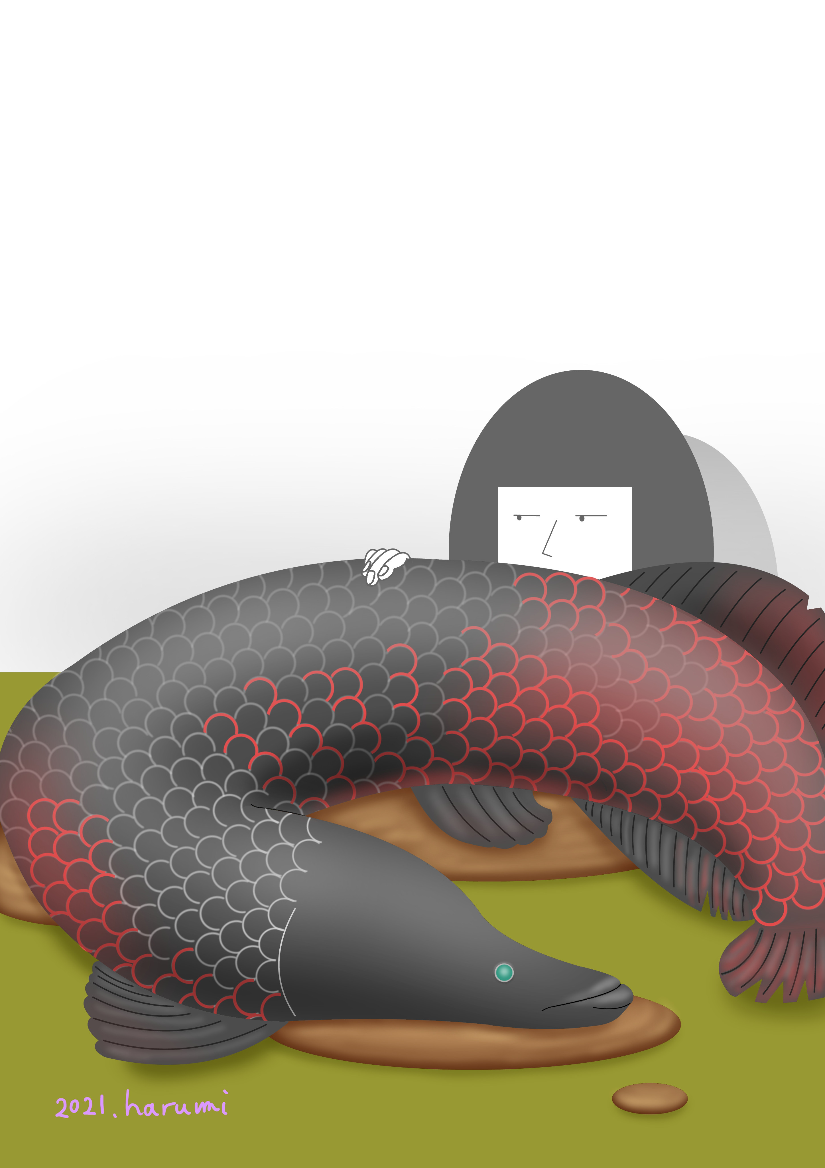 ピラルクと女の子