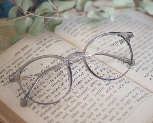 クリアグレー ラウンド型メガネ 086ca99415bedbaf126a8c83c0cd3e