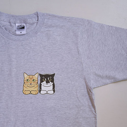sale★猫Tシャツ/グレー/フリーM 2枚目の画像