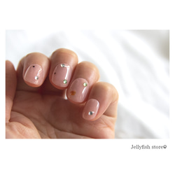 #78｜ bijou nail *. ファンデーションカラー⌇simple カラフルストーン ピンク【ネイルチップ】 5枚目の画像