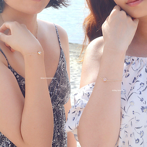 lucky stone 一粒天然石ブレスレット 1本 35種類の宝石 14kgf