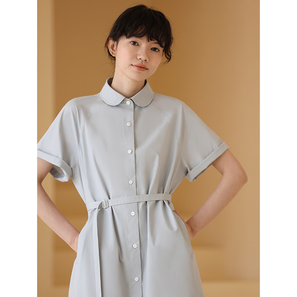 シャツワンピース グレー系 半袖 ベルト付き Amazon.co.jp: [BLZXIAN] シャツワンピース レディース