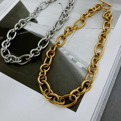 【当日/翌日発送】金属アレルギー対応　ステンレス マンテル留め具　ビッグチャンキーチェーンネックレス　シルバー 11枚目の画像