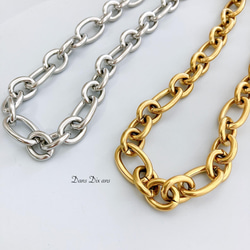 【当日/翌日発送】金属アレルギー対応　ステンレス マンテル留め具　ビッグチャンキーチェーンネックレス　シルバー 4枚目の画像