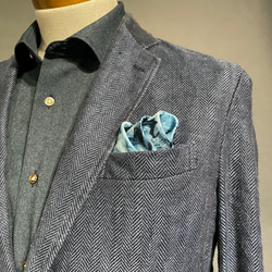 【受注製作】チーフ　スカル　イタリア生地　フラワー　ポケットチーフ　プレゼント　ギフト　ハンカチ　 3枚目の画像