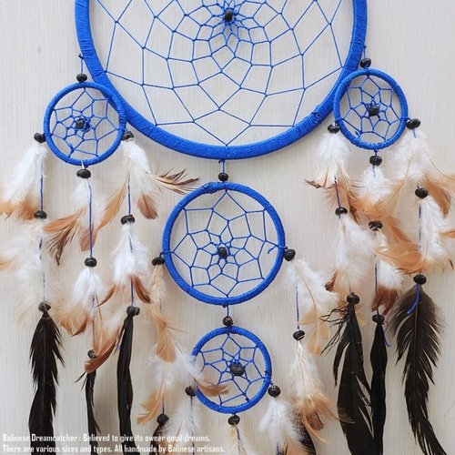 ドリームキャッチャー マクラメ Size XL 幅22cm 長さ86~89cm 青 ブルー