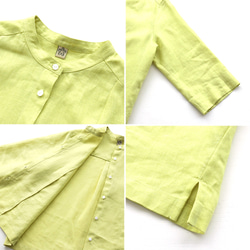 亞麻帶領 3/4 袖襯衫（黃色）TP30。 第11張的照片