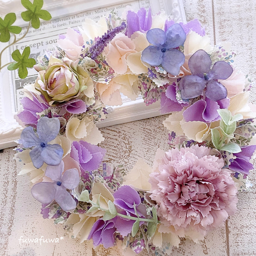 のんのん様専用♡カーネーション♡パステル紫ローズ♡フラワーリース